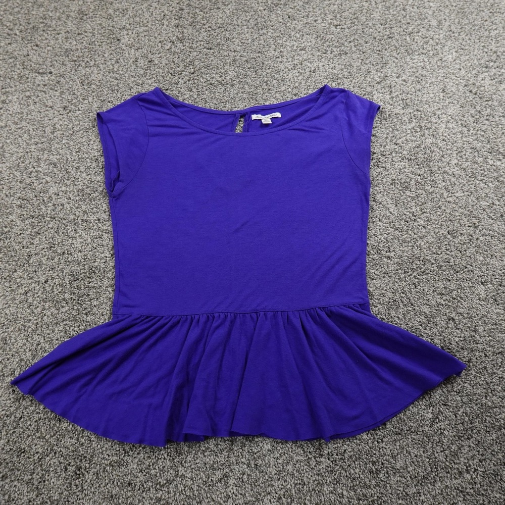 American Eagle Shirt Womens M Blue Peplum Babydoll Casual Preppy Tee Top Ruffle